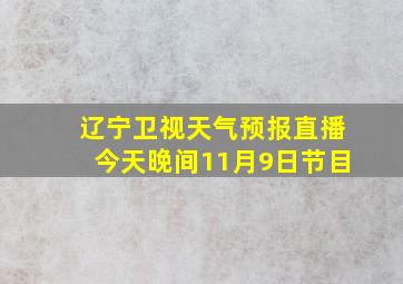 辽宁卫视天气预报直播今天晚间11月9日节目