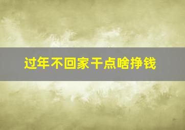 过年不回家干点啥挣钱