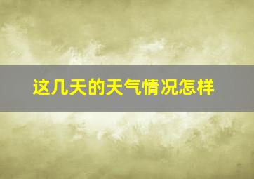 这几天的天气情况怎样