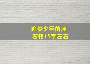 追梦少年的座右铭15字左右