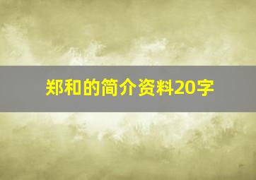 郑和的简介资料20字