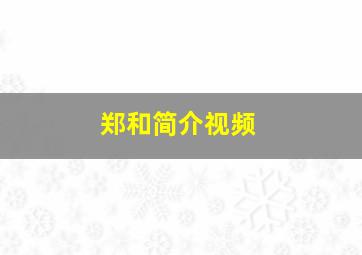 郑和简介视频