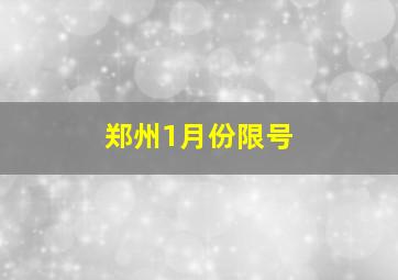 郑州1月份限号