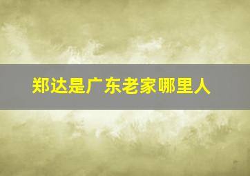 郑达是广东老家哪里人