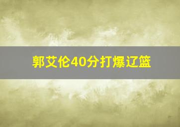 郭艾伦40分打爆辽篮