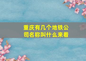 重庆有几个地铁公司名称叫什么来着