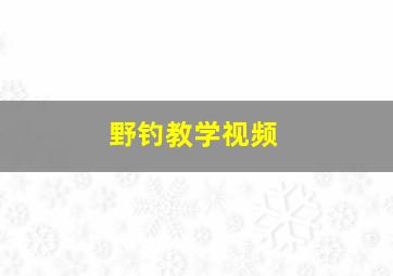 野钓教学视频