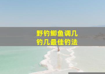 野钓鲫鱼调几钓几最佳钓法