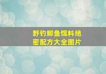 野钓鲫鱼饵料绝密配方大全图片