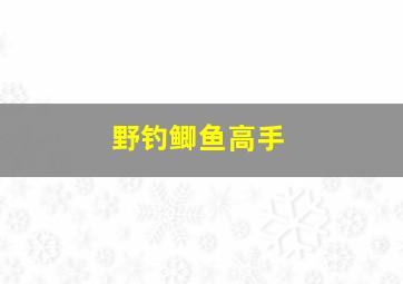 野钓鲫鱼高手