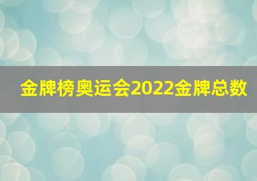 金牌榜奥运会2022金牌总数