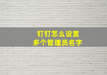 钉钉怎么设置多个管理员名字