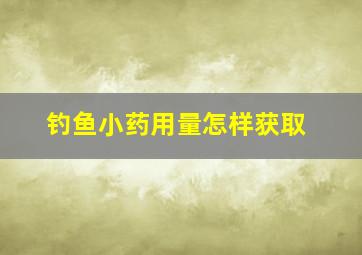 钓鱼小药用量怎样获取