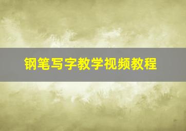 钢笔写字教学视频教程