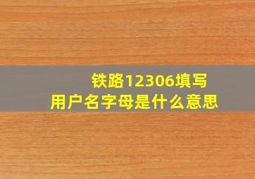 铁路12306填写用户名字母是什么意思