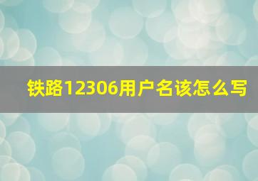 铁路12306用户名该怎么写