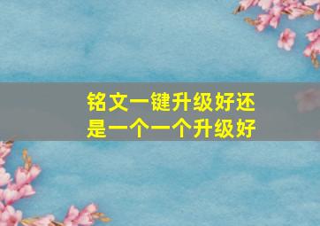 铭文一键升级好还是一个一个升级好