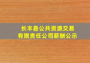 长丰县公共资源交易有限责任公司薪酬公示