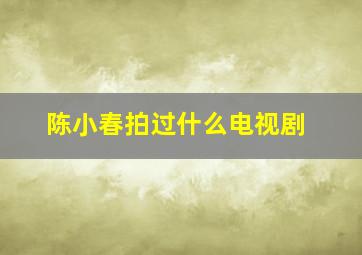 陈小春拍过什么电视剧