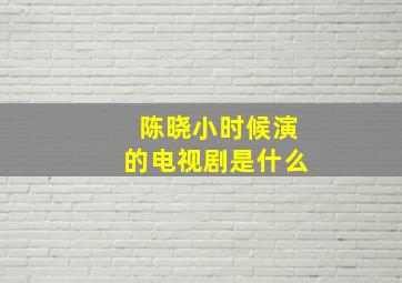 陈晓小时候演的电视剧是什么