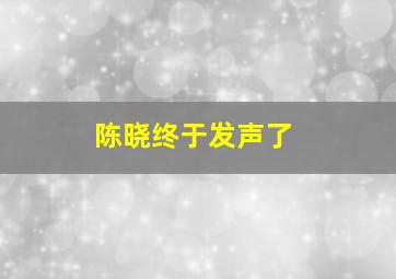 陈晓终于发声了