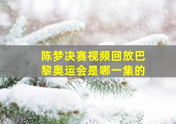 陈梦决赛视频回放巴黎奥运会是哪一集的