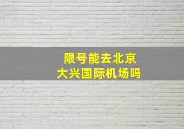 限号能去北京大兴国际机场吗