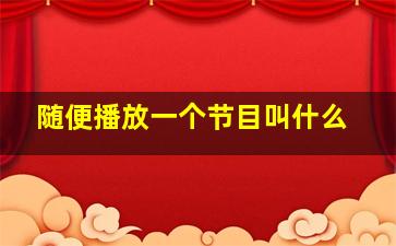 随便播放一个节目叫什么