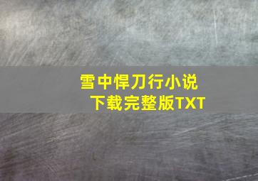 雪中悍刀行小说下载完整版TXT