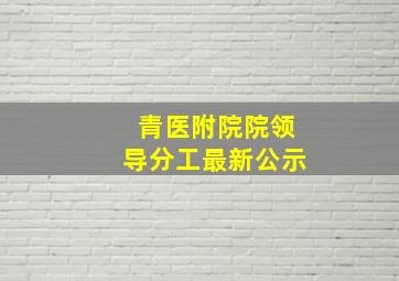 青医附院院领导分工最新公示