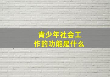 青少年社会工作的功能是什么