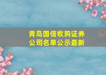 青岛国信收购证券公司名单公示最新