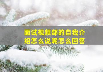 面试视频部的自我介绍怎么说呢怎么回答