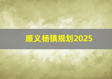 顺义杨镇规划2025