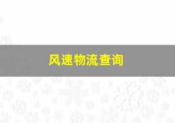 风速物流查询