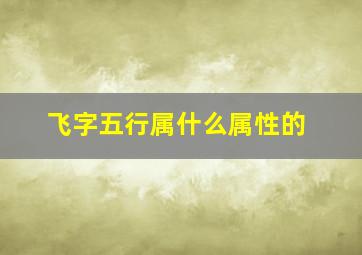 飞字五行属什么属性的