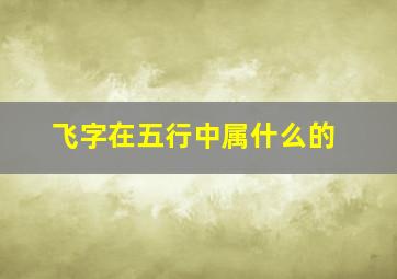 飞字在五行中属什么的