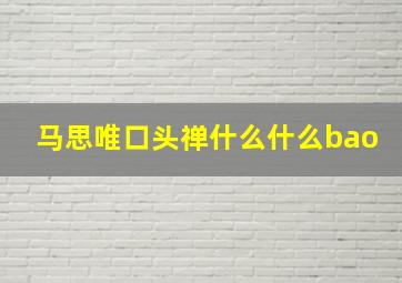 马思唯口头禅什么什么bao