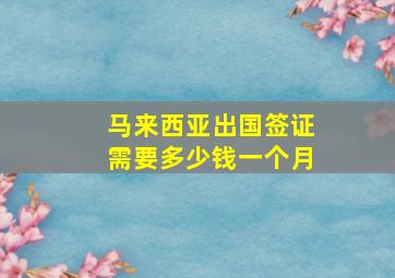 马来西亚出国签证需要多少钱一个月