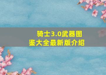 骑士3.0武器图鉴大全最新版介绍