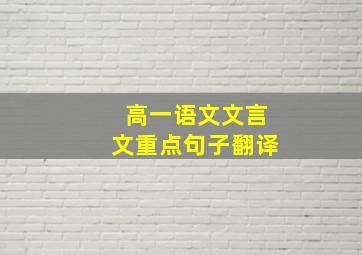 高一语文文言文重点句子翻译