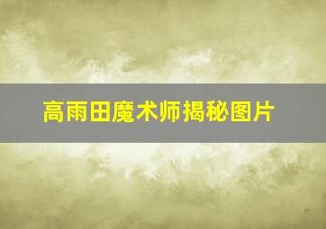 高雨田魔术师揭秘图片