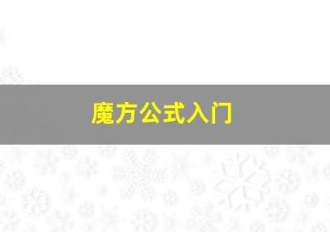 魔方公式入门