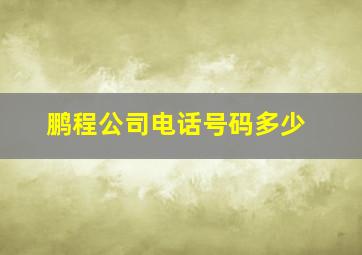 鹏程公司电话号码多少