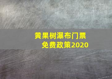 黄果树瀑布门票免费政策2020