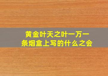 黄金叶天之叶一万一条烟盒上写的什么之会