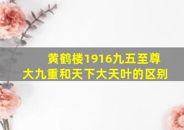 黄鹤楼1916九五至尊大九重和天下大天叶的区别