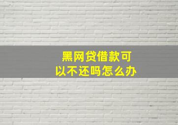 黑网贷借款可以不还吗怎么办