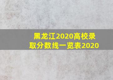 黑龙江2020高校录取分数线一览表2020