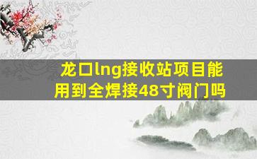 龙口lng接收站项目能用到全焊接48寸阀门吗